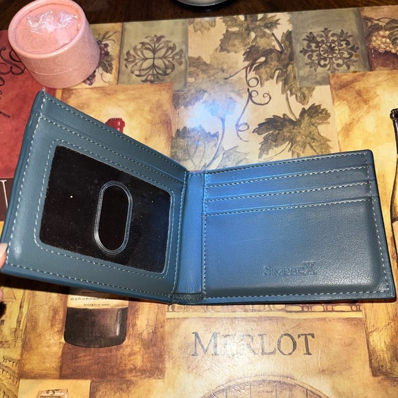 Navy Blue Leather wallet - Picture 3 of 6